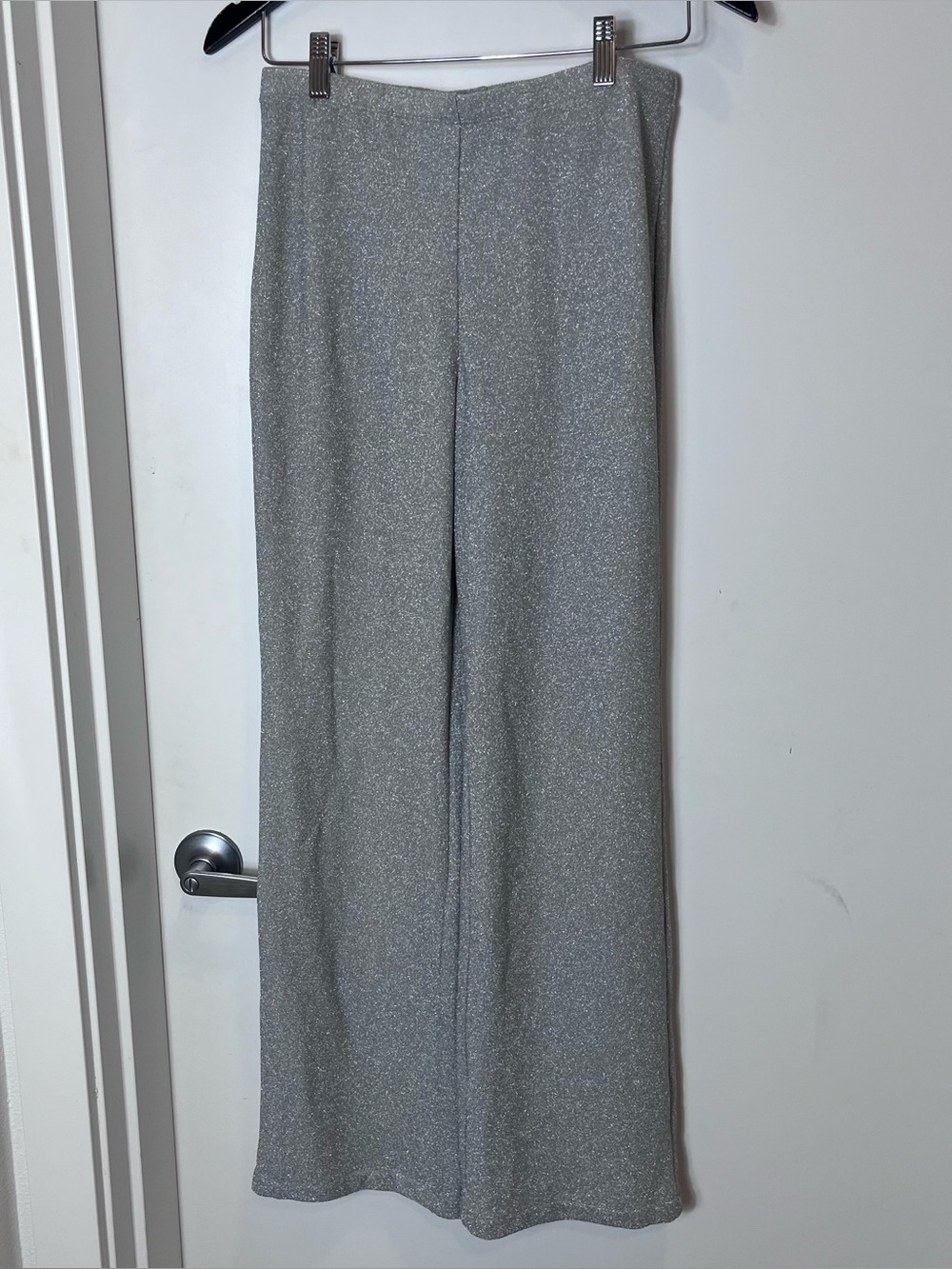 Good American Silver Sparkle Wide-Leg Pants Size 3 Large Holiday Festival